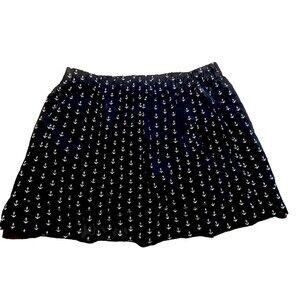 Womens J.Crew Navy Blue Nautical Lined 100% Cotton Elastic Skirt Size M Pockets!